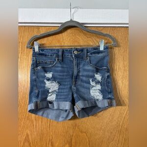 Aeropostale Blue Distressed Jean Shorts